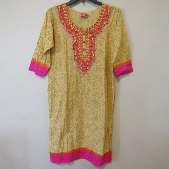 Fashion Tadka | Dresses | Fashion Tadka Golden Yellow Floral Pink Embroidered Indian Tunic Dress Womens M | Poshmark Fashion Tadka | Dresses | Fashion Tadka Golden Yellow Floral Pink Embroidered Indian Tunic Dress Womens M | Poshmark